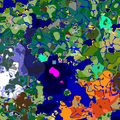 Predicted biome map of Java 26.3 seed -5371860119744926813 around estimated spawn