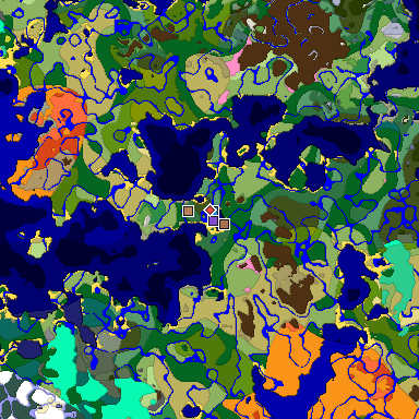 Predicted biome map of Java 26.3 seed 1443407722706520712 around estimated spawn