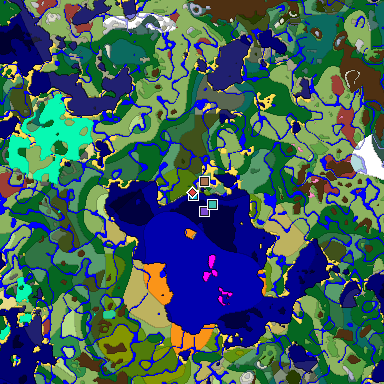 Predicted biome map of Java 26.3 seed -7155293105837407091 around estimated spawn