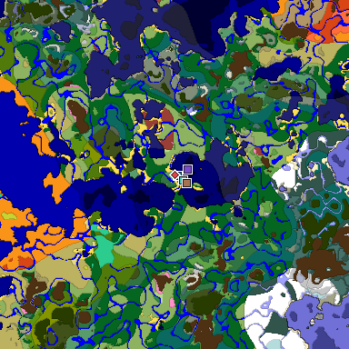 Predicted biome map of Java 26.3 seed 997487254418070985 around estimated spawn