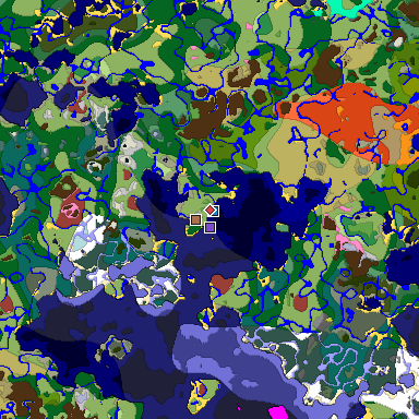 Predicted biome map of Java 26.3 seed -832534590901869797 around estimated spawn