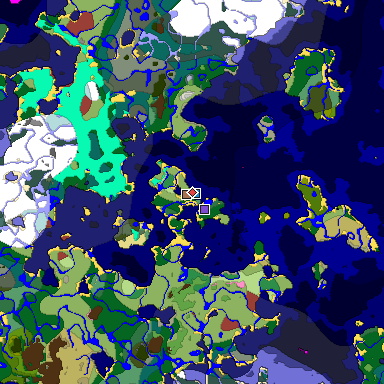 Predicted biome map of Java 26.3 seed 8819994482272512011 around estimated spawn