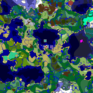 Predicted biome map of Java 26.3 seed 5383926083101009939 around estimated spawn