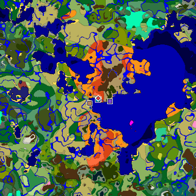 Predicted biome map of Java 26.3 seed 97997100745447517 around estimated spawn