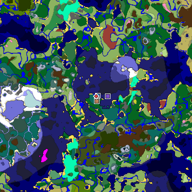 Predicted biome map of Java 26.3 seed -7967191581603601459 around estimated spawn