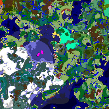 Predicted biome map of Java 26.3 seed -2790583341166593137 around estimated spawn