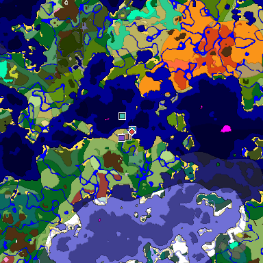 Predicted biome map of Java 26.3 seed 6327103345299208739 around estimated spawn