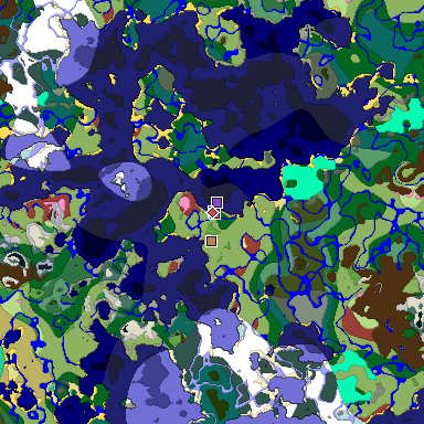 Predicted biome map of Java 26.3 seed -5070970456916515130 around estimated spawn