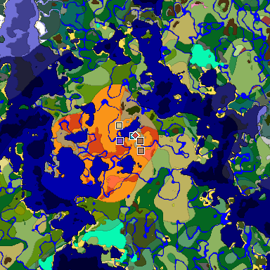 Predicted biome map of Java 26.3 seed 5849176224512185925 around estimated spawn