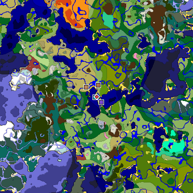 Predicted biome map of Java 26.3 seed -888807648109819430 around estimated spawn