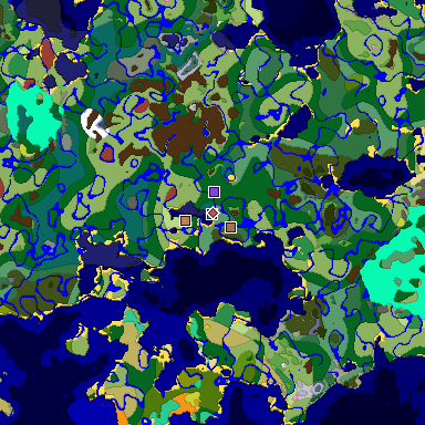 Predicted biome map of Java 26.3 seed 524266435484163568 around estimated spawn
