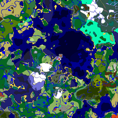 Predicted biome map of Java 26.3 seed 1423387886409291282 around estimated spawn
