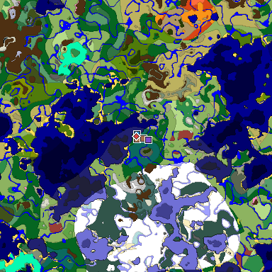 Predicted biome map of Java 26.3 seed -6939888504609562110 around estimated spawn