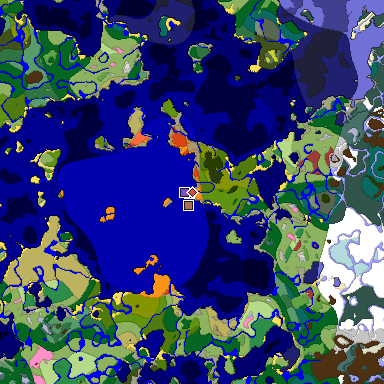 Predicted biome map of Java 26.3 seed 3215146158060218460 around estimated spawn