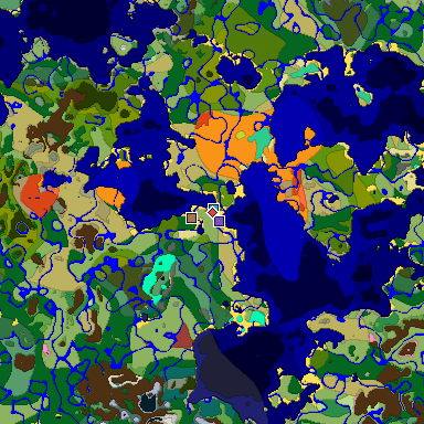 Predicted biome map of Java 26.3 seed -4700572049387809297 around estimated spawn