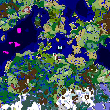 Predicted biome map of Java 26.3 seed -2715658226934296879 around estimated spawn