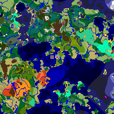 Predicted biome map of Java 26.3 seed -7642781930875713153 around estimated spawn