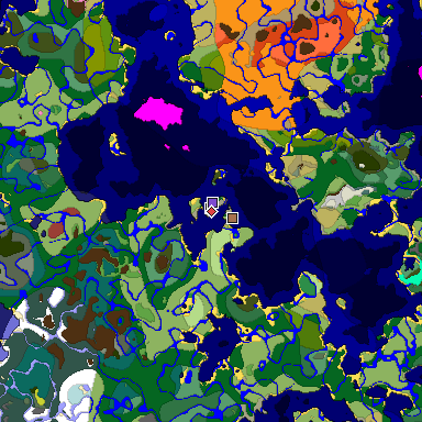 Predicted biome map of Java 26.3 seed 1656560075105278204 around estimated spawn