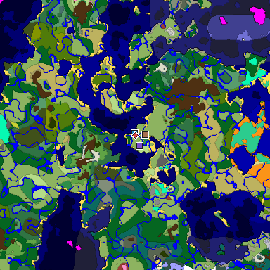 Predicted biome map of Java 26.3 seed -1750816057576720677 around estimated spawn