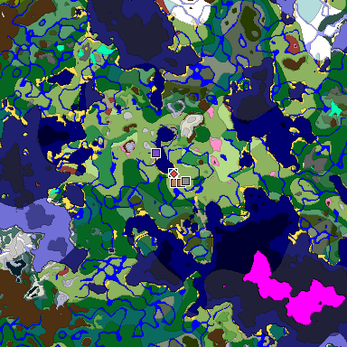 Predicted biome map of Java 26.3 seed -7000517039941366701 around estimated spawn