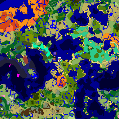 Predicted biome map of Java 26.3 seed -5176024382194071182 around estimated spawn
