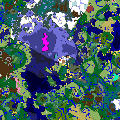 Predicted biome map of Java 26.3 seed -665439228693442966 around estimated spawn