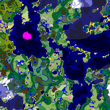 Predicted biome map of Java 26.3 seed 96974133587673619 around estimated spawn