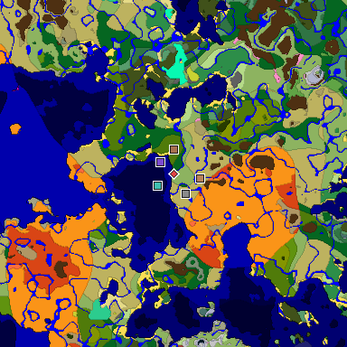 Predicted biome map of Java 26.3 seed 7027793185884824201 around estimated spawn