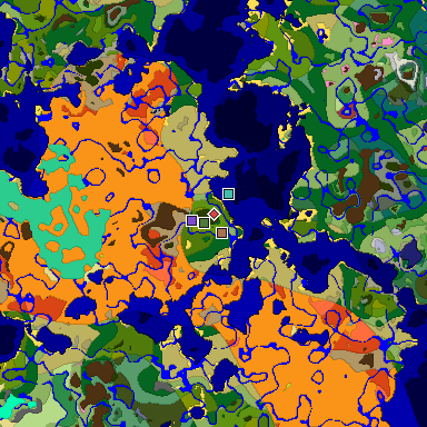 Predicted biome map of Java 26.3 seed -6217898195238908700 around estimated spawn