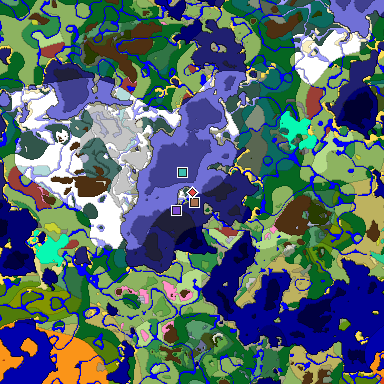 Predicted biome map of Java 26.3 seed 5248447982893691513 around estimated spawn