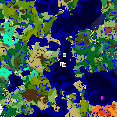 Predicted biome map of Java 26.3 seed 8952991884757060077 around estimated spawn