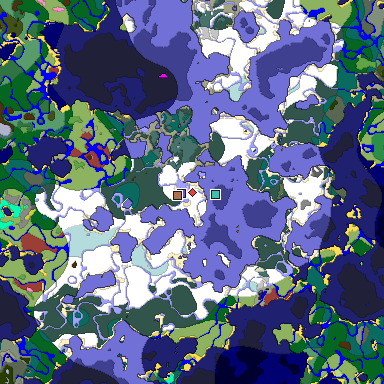 Predicted biome map of Java 26.3 seed 6323349509606970337 around estimated spawn