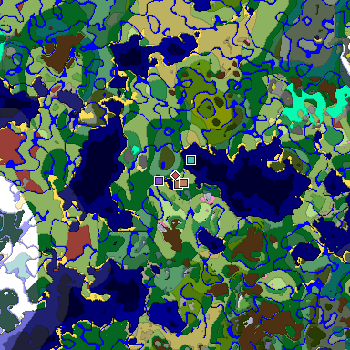 Predicted biome map of Java 26.3 seed -4197242412523179708 around estimated spawn