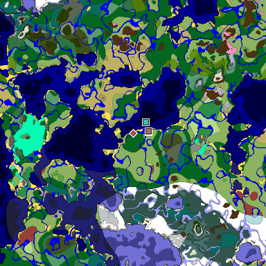 Predicted biome map of Java 26.3 seed -4724119364331292898 around estimated spawn