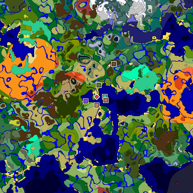 Predicted biome map of Java 26.3 seed -4600584718069805972 around estimated spawn