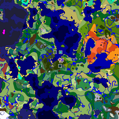 Predicted biome map of Java 26.3 seed -2944597055287802283 around estimated spawn