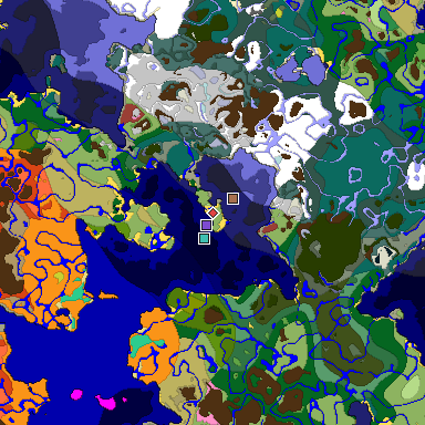 Predicted biome map of Java 26.3 seed 3818565211995443486 around estimated spawn