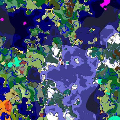 Predicted biome map of Java 26.3 seed 3794495059381580311 around estimated spawn