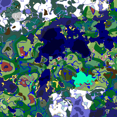 Predicted biome map of Java 26.3 seed -1304535663951578349 around estimated spawn