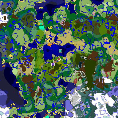 Predicted biome map of Java 26.3 seed -8002829480446917496 around estimated spawn