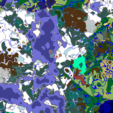 Predicted biome map of Java 26.3 seed 3763303911869589365 around estimated spawn
