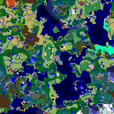 Predicted biome map of Java 26.3 seed 8051340413868034957 around estimated spawn