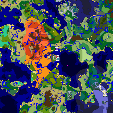 Predicted biome map of Java 26.3 seed -5772759679230070233 around estimated spawn