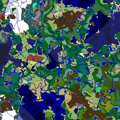 Predicted biome map of Java 26.3 seed -844390958087567139 around estimated spawn