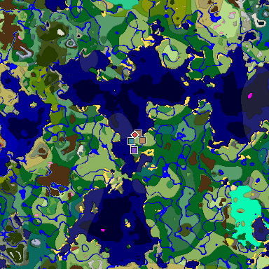 Predicted biome map of Java 26.3 seed 7817439002450421750 around estimated spawn