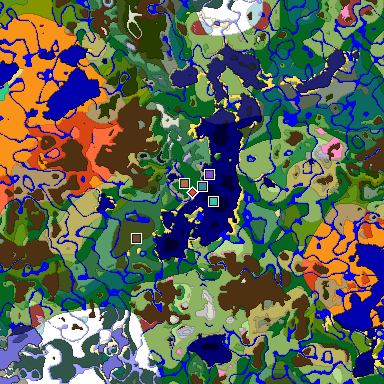 Predicted biome map of Java 26.3 seed -291417497846295830 around estimated spawn