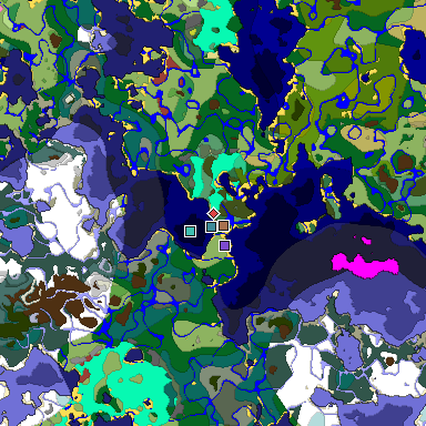 Predicted biome map of Java 26.3 seed 387805052741086808 around estimated spawn