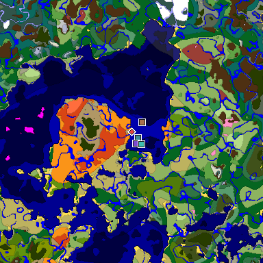 Predicted biome map of Java 26.3 seed 5090145935564103188 around estimated spawn
