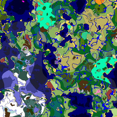 Predicted biome map of Java 26.3 seed 8421247910105914123 around estimated spawn