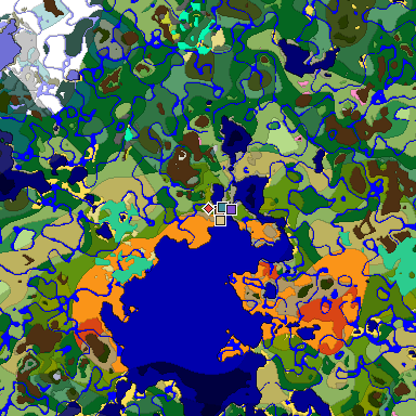 Predicted biome map of Java 26.3 seed -1514005781850584686 around estimated spawn
